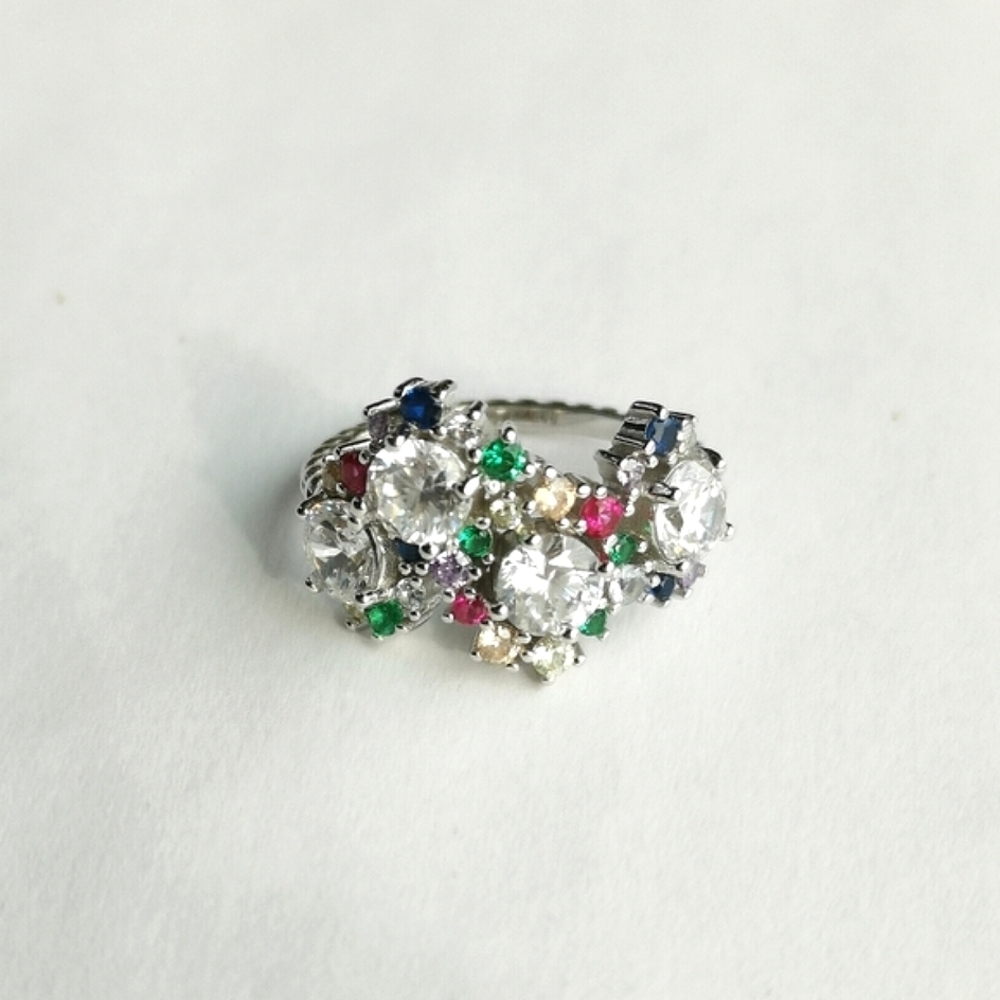 Sterling silver confetti cz  ring size 7 🆕